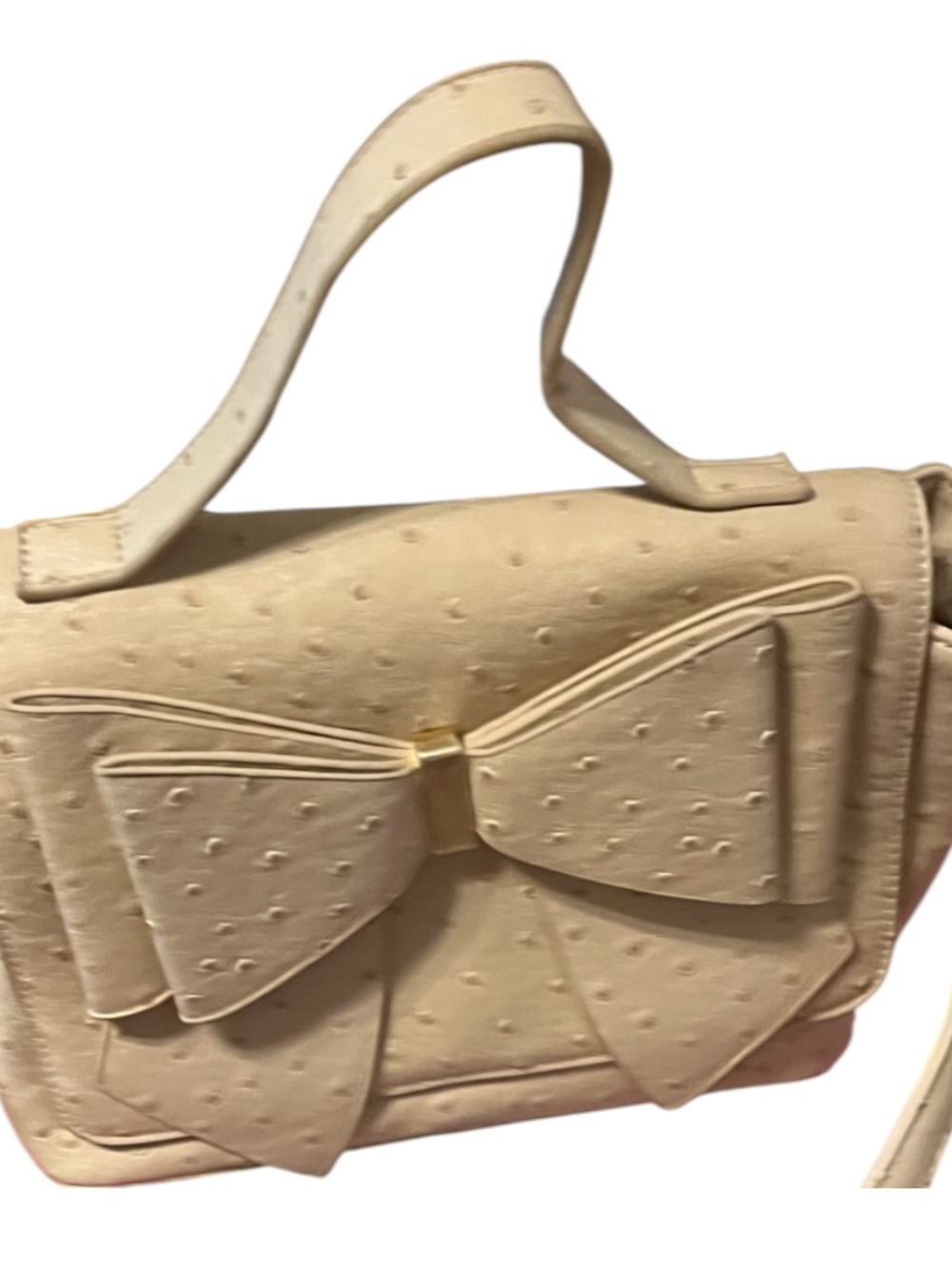 NWT Cream Bow-Accent Top-Handle Bag - Elegant Women's Handbag